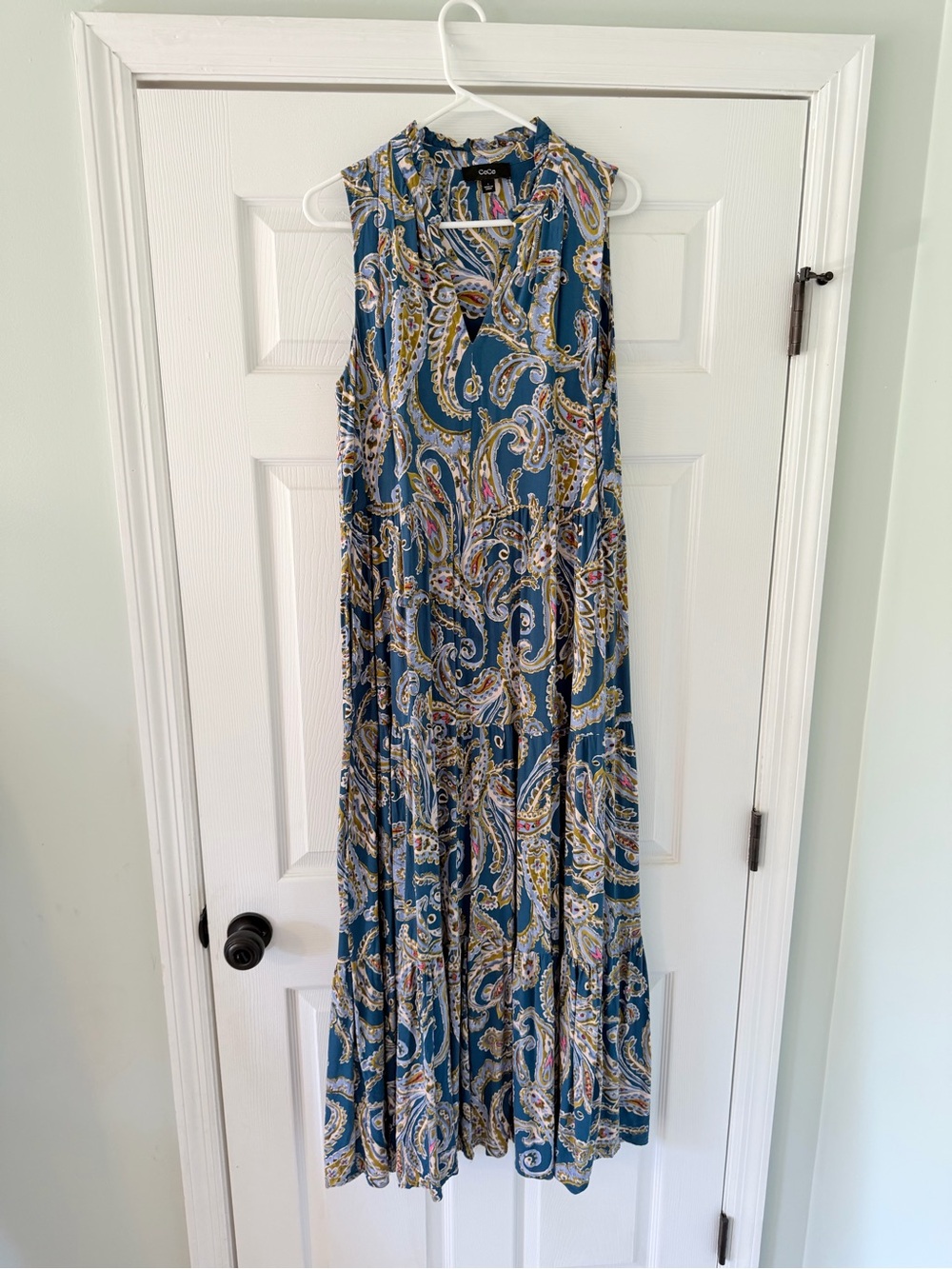 CeCe Teal Paisley Sleeveless Maxi Dress